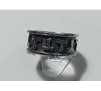 fascia anello templare croce tau in argento 925 martellato e ossidato