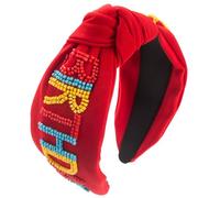 Fascia annodata per le donne con perle tempestate di lettere Hairhoop Primavera Largo Hairhoop Turbante Fascia per capelli Ragazza Viso Hairhoop