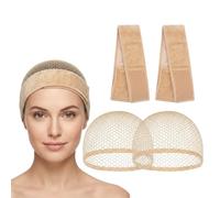 Fascia antiscivolo per parrucca con cuffia per parrucche, 4 pezzi, con manico elastico regolabile in velluto, per una presa salda nella vita quotidiana, sport e giochi di ruolo (colore pelle)