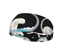 Fascia antisudore sportiva decorativa alla moda con stampa di un orso polare che si guarda allo specchio. Tessuto elastico traspirante, ideale per ciclismo, yoga e corsa.