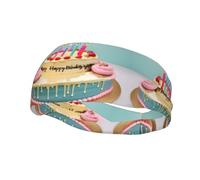 Fascia antisudore sportiva unisex con stampa Happy Birthday Big Cake per corsa, yoga, fitness, basket, calcio, ciclismo