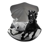 Fascia Capelli Black And White Horses Running Ghetta Da Collo Multifunzione Passamontagna Durevole Scaldacollo Per Outdoor Attività Campeggio Sportiva 25X50CM