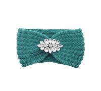 Fascia Capelli Donna Invernale Eleganti fasce for capelli lavorate a maglia con strass for donna Protezione for le orecchie Fascia for Copricapo Lavaggio for il viso Esercizio Yoga for calda(Green-01)