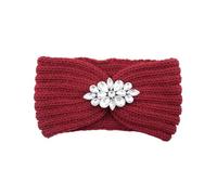 Fascia Capelli Donna Invernale Eleganti fasce for capelli lavorate a maglia con strass for donna Protezione for le orecchie Fascia for Copricapo Lavaggio for il viso Esercizio Yoga for calda(Red-01)