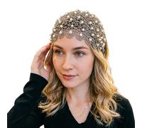 Fascia Capelli In Pizzo Strass Occhielli Elastico Stile Vintage