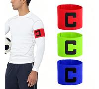 Fascia Capitano Calcio Adulti Set 3 Pezzi - Bracciale da Capitano Regolabile 33 x 7 cm in Nylon Elastico - Rosso Blu Verde per Partite Allenamenti Squadre Club e Sport di Squadra