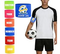 Fascia Capitano Calcio Personalizzato con Nome Numero Squadra e Logo, Fascia da Capitano Calcio Personalizzata per Bambino e Adulto, con Velcro Regolabile, per Tous les Sports, Regalo Football