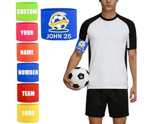 Fascia Capitano Calcio Personalizzato con Nome Numero Squadra e Logo, Fascia da Capitano Calcio Personalizzata per Bambino e Adulto, con Velcro Regolabile, per Tous les Sports, Regalo Football
