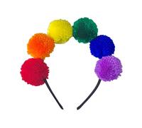 Fascia colorata con pompon per carnevale, feste e festività, colore arcobaleno, 1 pezzo