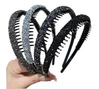 Fascia con denti, fascia di strass 4pcs con denti, fasce di pettine scintillanti per donne, bande per capelli non slip in plastica accessori per capelli