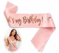 Fascia con glitter color champagne e oro rosa con scritta in lingua inglese "It's My Birthday", accessorio per feste, da donna, regolabile, taglia unica, fascia riutilizzabile per feste di compleanno