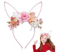 Fascia Con Orecchie Da Coniglio,Cerchietto Con Fiori Per Costumi - Fascia Con Orecchie Da Coniglio Pasquale | Per Costumi, Bambini, Natale, Festa Di Halloween, San, Donne