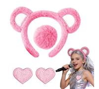 Fascia Con Orecchie Da Orso,4 Pezzi Peluche Unisex per Foto con Spilla a Forma di Cuore | Costume Testa Da Orso,Per Capodanno, Festività, Compleanno, Casa, San, Interno Ed Esterno