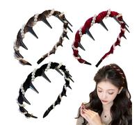 Fascia con perline vintage | Set di 3 fasce per festa, fascia carina antiscivolo con gommini per ragazze, donne, scuola, sera, spiaggia, appuntamento, matrimonio, lavoro
