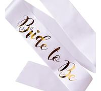Fascia con scritta "Bride to Be", bianca con stampa dorata, accessorio per addio al nubilato, regolabile, 1,7 m o taglie forti 2,1 m
