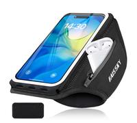Fascia da Braccio con Borsa Auricolare, Fascia Sportiva da Braccio Porta Cellulare Braccio Portacellulare Armband per iPhone 16 Pro Max/15 Pro/14/13/12 Plus Galaxy S25 Ultra/S24/S23 Fino a 6,9"