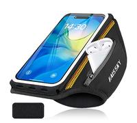 Fascia da Braccio con Borsa Auricolare, Fascia Sportiva da Braccio Porta Cellulare Braccio Portacellulare Armband per iPhone 16 Pro Max/15 Pro/14/13/12 Plus Galaxy S25 Ultra/S24/S23 Fino a 6,9"