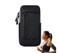 Fascia da braccio per cellulare, borsa da braccio per telefono, regolabile, impermeabile, con tasca per chiavi, portatile, per allenamento, corsa, passeggiate, jogging e palestra (nero/bianco)