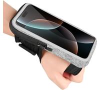 Fascia da Braccio Supporto da Corsa Borsa da polso Running Armband per Correre Borsa da Polso per iPhone 16 Pro Max/15/14/13/13 Pro Galaxy S24/S23 con tasca per chiavi e carta Fino a 6,9" (Grigio)