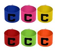 Fascia da Capitano, 6 Pcs Colorato Elastico Fasce da Capitano per Senior Junior Calcio Sport Capitano Fascia, per Giovani Hockey Tennis Bambini Calcio Grande C Giallo/Blu/Verde/Arancione/Rosa/Rosso
