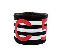 Fascia da Capitano Calcio adulto Professionale Fascia Capitano Calcio Rigata Con Numero Personalizzato Elastica con strappo e laccetto per il braccio per Adulti Sport Calcio Made in Italy (Nero)