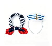 Fascia Da Capitano Ricamata Da 1 Pezzo, Sciarpa Di Seta A Righe Da 1 Pezzo, Fascia Con Cappuccio Marino, Sciarpa Decorativa Professionale, Accessori Per Abbigliamento Da Gioco Di Ruolo.