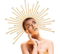 Fascia da donna con corona dorata della Vergine Maria, con cerniera e stella, fascia per costume per feste in maschera