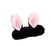 Fascia da donna con fiocco, fascia per il trucco del viso, in morbido pile corallo, per la doccia, il lavaggio del viso, colore nero