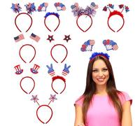 Fascia da giorno 'indipendenza, fascia del 4 luglio - Heads-Heads Blue Blanc - Gli accessori del giorno 'indipendenza del Memorial Day 9x Favors per le sfilate del 4 luglio, BBQ, eventi