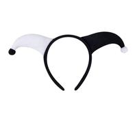Fascia da giullare fascia da clown bianco e nero cappello da giullare in peluche divertente costume da Joker per carnevale accessorio per travestimenti di Halloween