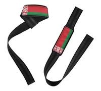 Fascia da polso con bandiera nazionale della Bielorussia e cinghie di sollevamento da 66 cm, per allenamenti di potenza, stacchi da terra, per sollevamento pesi, palestra