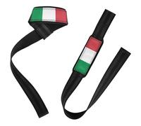 Fascia da polso con bandiera nazionale italiana, 66 cm, per esercizi di potenza, stacchi da terra, per sollevamento pesi, bodybuilding,