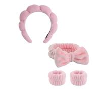 Fascia da polso e trucco spugna set da donna accessorio spa morbido | Tessuto assorbente, design elastico, tenuta sicura, facile da usare, versatile e comfort quotidiano