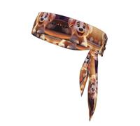 Fascia da tennis con cucciolo sorridente, fascia per il sudore regolabile, perfetta per fitness, basket e corsa.