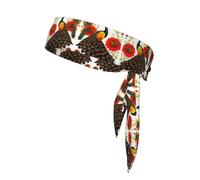 Fascia da tennis con fiore rosso pavone, fascia per il sudore, perfetta per fitness, basket e corsa.