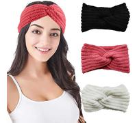 Fascia da testa donna inverno,3 pezzi innescato cappella fascia da testa larghezza,molto caldo maglia orecchie warmer fascia da capelli,elastiche fasce addossate ragazze donne,set regalo caldo