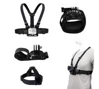 Fascia da testa per fotocamera videocamera, 4 pcs Kit di accessori Imbracatura Pettorale, Attacco Imbracatura, Include Clip per Zaino, Fascia Toracica, Fascia, Testa, Nero