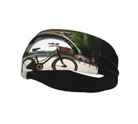 Fascia decorativa sportiva alla moda QQOUPP Torre Eiffel Bike stampata traspirante elastica adatta per ciclismo, yoga, corsa
