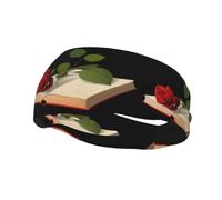 Fascia decorativa sportiva alla moda WHJSSF Rose on the book Pattern traspirante elastico adatto per ciclismo, yoga, corsa