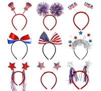 Fascia del 4 luglio, fasce per il Memorial Day | 9x rosso 4 luglio per capelli - Sfilata il cerchio dei capelli, vestiti per la testa della bandiera americana per ragazzi e ragazze