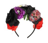 fascia del cranio halloween hallowen bandane bandana el party copricapo del dei morti del velo morto copricapo fatato ghirlanda di rosa fascia rosa tessuto DEARMAMY