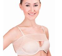 Fascia di compressione mammaria di supporto, con chiusura in velcro, per uso post-operatorio, stabilizzatore per le protesi mammarie e reggiseno sportivo alternativo, antirimbalzo (nero) (beige)