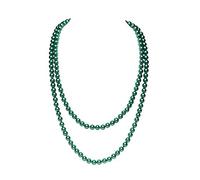 Fascia Di Piume 1920s partito flapper ragazza piuma fascia perla collana orecchini portasigarette guanti GRANDE GATIDY ACCESSORI Fascia Piume Di Pavone(Green necklace)