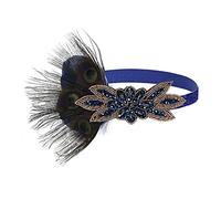 Fascia Di Piume 1920s Peacock Feather Headpiece Accessori Flapper Accessori Donne Art Deco 20s Great Gatsby Showgirl Headband Costume Party Hairband Fascia Piume Di Pavone(YM5997 blue)