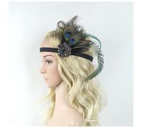 Fascia Di Piume 1920s Peacock Feather Headpiece Accessori Flapper Accessori Donne Art Deco 20s Great Gatsby Showgirl Headband Costume Party Hairband Fascia Piume Di Pavone(YM29)