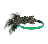 Fascia Di Piume 1920s Peacock Feather Headpiece Accessori Flapper Accessori Donne Art Deco 20s Great Gatsby Showgirl Headband Costume Party Hairband Fascia Piume Di Pavone(YM5997 green)