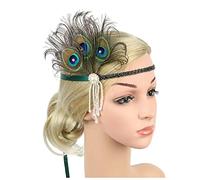 Fascia Di Piume 1920s Peacock Feather Headpiece Accessori Flapper Accessori Donne Art Deco 20s Great Gatsby Showgirl Headband Costume Party Hairband Fascia Piume Di Pavone(YM6038 green)
