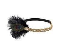 Fascia Di Piume Accessori for capelli neri Perline Paillettes Capelli Banda for capelli 1920s Vintage Gatsby Party Headpiece Women Flapper Piuma Fascia Fascia Piume Di Pavone(C)