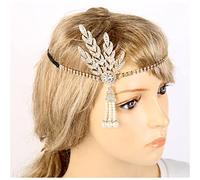 Fascia Di Piume Great Gatsby Hat 1920's Cappuccio Cappuccio Argento Silver Flapper Fascia Vintage Bridal Great Gatsby Flapper Costume Accessori Accessori Fascia Piume Di Pavone(Gold)