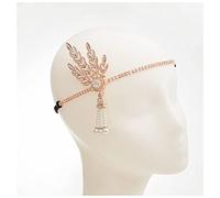 Fascia Di Piume Style Great Gatsby Fascia Cappello Cappuccio Cappuccio Argento Avorio Daisy Vintage Flapper Accessori Fascia Piume Di Pavone(Rose Gold)